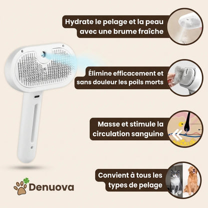 Denuova Steami Pro – Brosse professionnelle de toilettage pour animaux