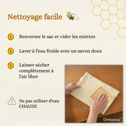 Sacs à pain premium 100% coton et cire d'abeille