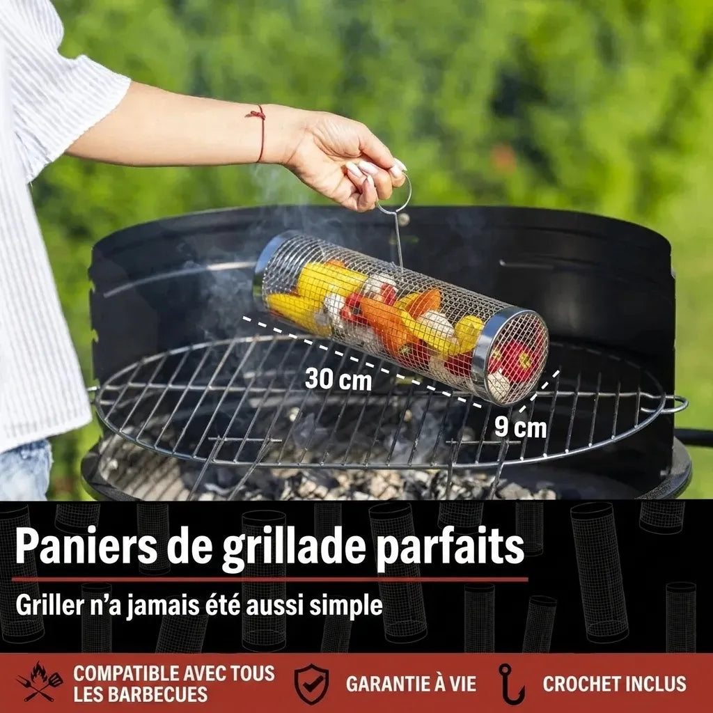 Panier de grill rotatif en inox